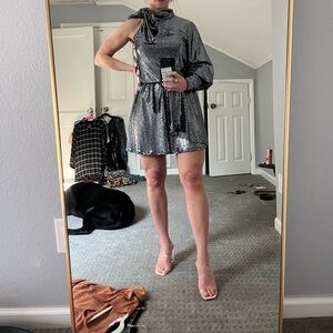 Sparkly one shoulder silver dress